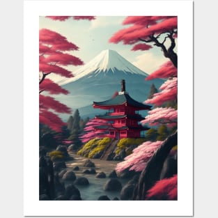 Serene Mount Fuji Sunset - Peaceful River Scenery Posters and Art